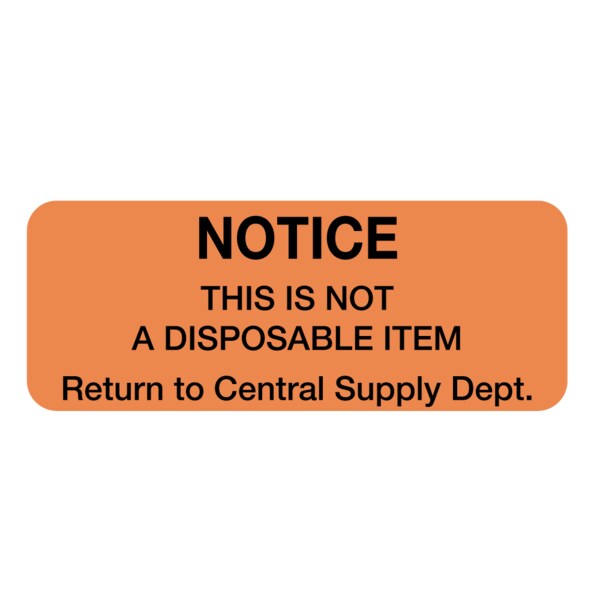 Nevs Notice This is not a Disposable Item 7/8" x 2-1/4" Flr Orange w/Black CS-2567 - main